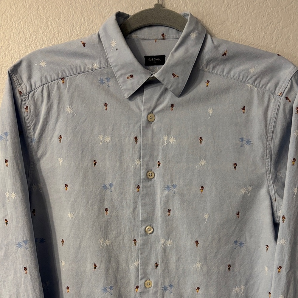 Paul Smith PS Embroidered Tropical Pattern Men's Casual Shirt